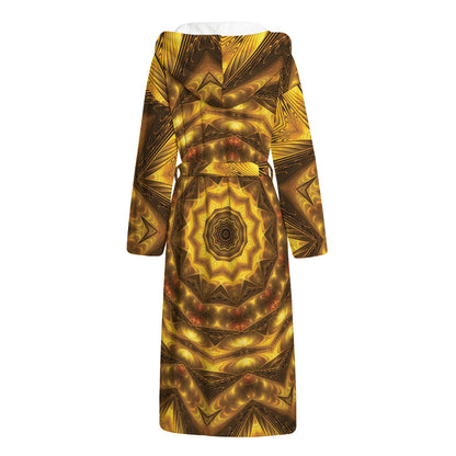 Golden Kaleidoscope Print Hooded Bathrobe