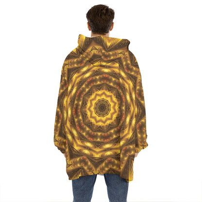 Golden Kaleidoscope Print Hoodie Blanket