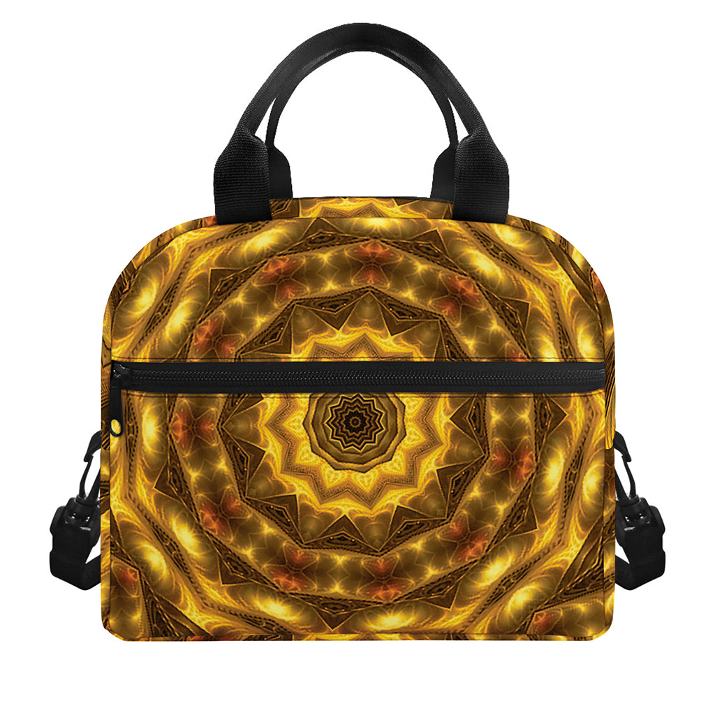 Golden Kaleidoscope Print Insulated Lunch Bag
