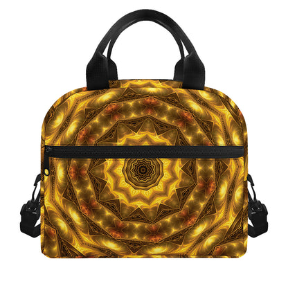 Golden Kaleidoscope Print Insulated Lunch Bag