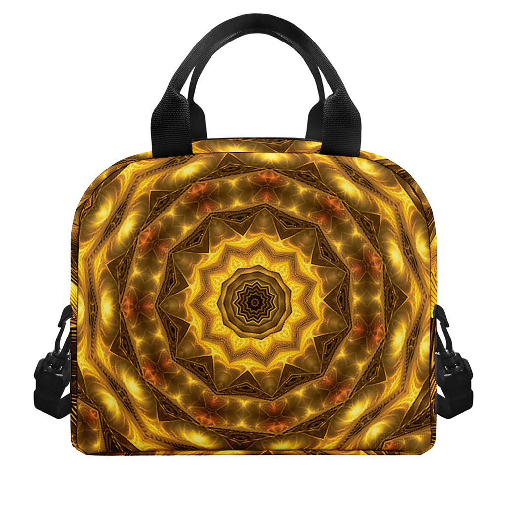 Golden Kaleidoscope Print Insulated Lunch Bag