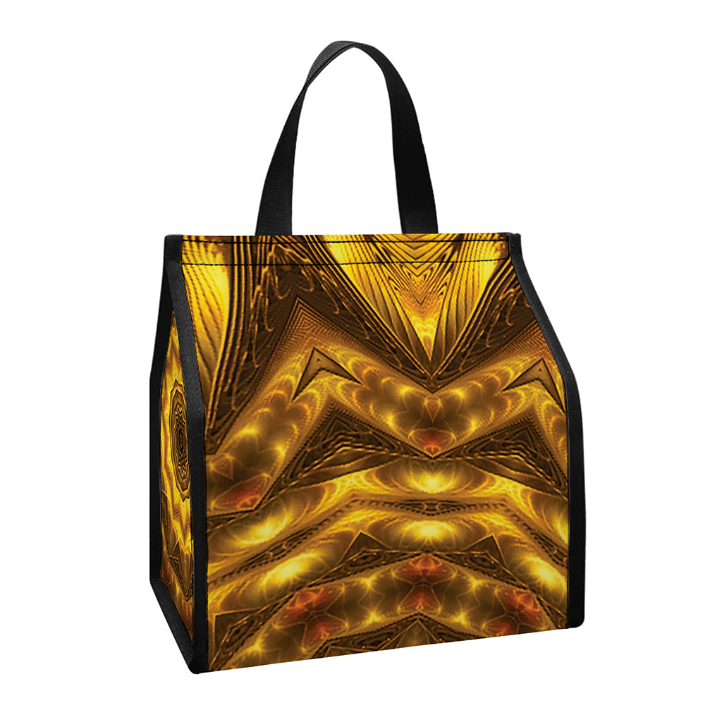 Golden Kaleidoscope Print Insulated Lunch Tote