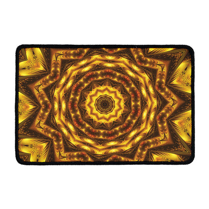 Golden Kaleidoscope Print Kitchen Mat
