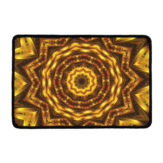 Golden Kaleidoscope Print Kitchen Mat