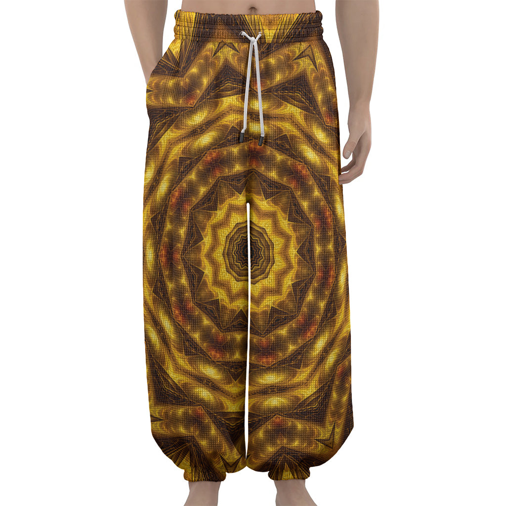 Golden Kaleidoscope Print Lantern Pants