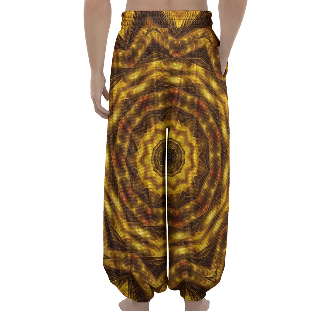Golden Kaleidoscope Print Lantern Pants