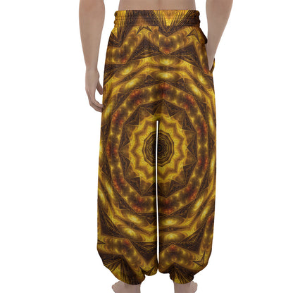 Golden Kaleidoscope Print Lantern Pants