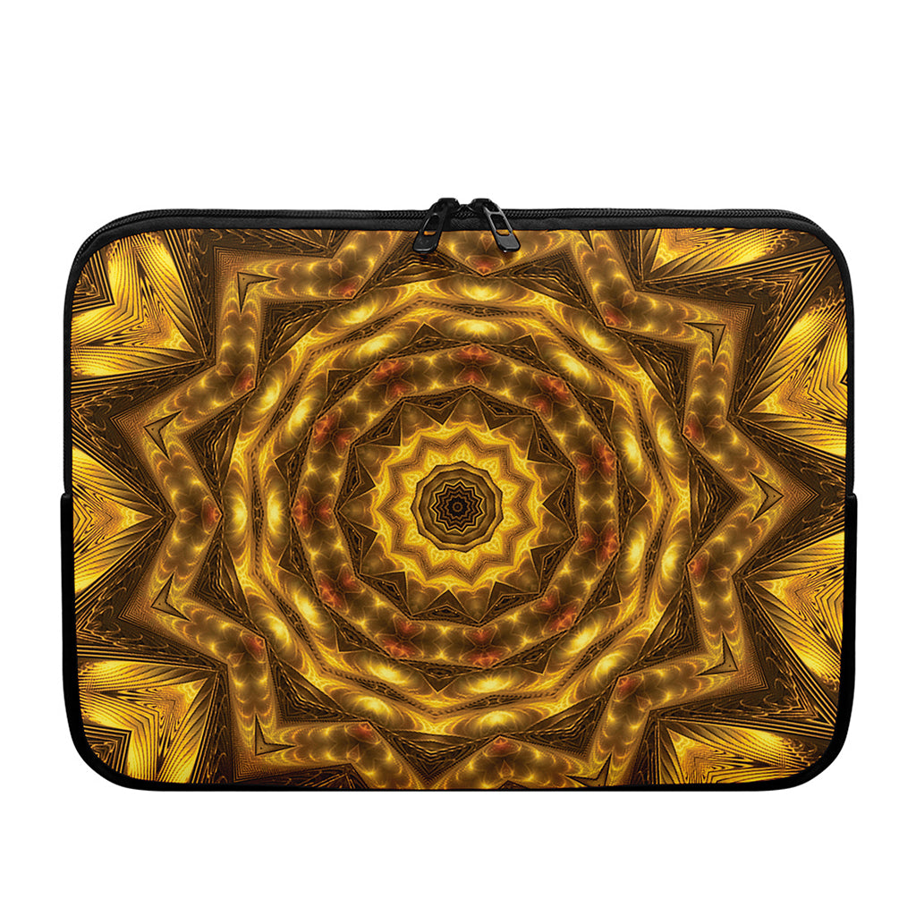 Golden Kaleidoscope Print Laptop Sleeve