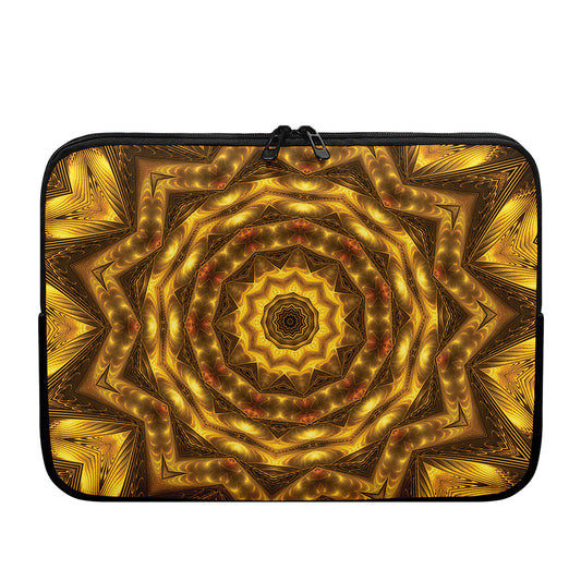 Golden Kaleidoscope Print Laptop Sleeve