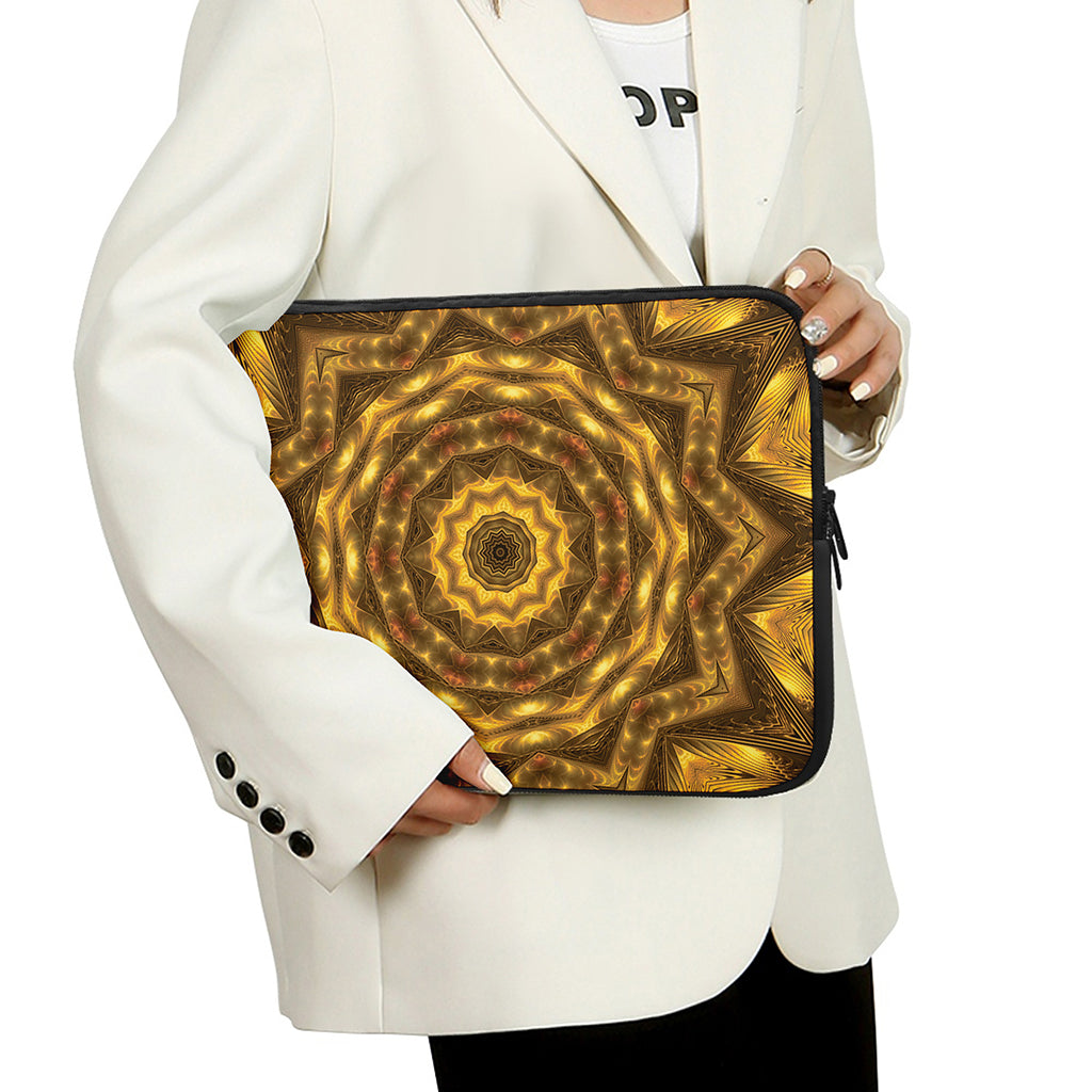 Golden Kaleidoscope Print Laptop Sleeve