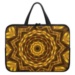 Golden Kaleidoscope Print Laptop Sleeve With Handle