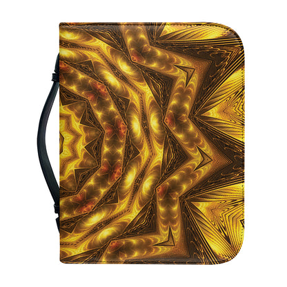 Golden Kaleidoscope Print Leather Bible Cover