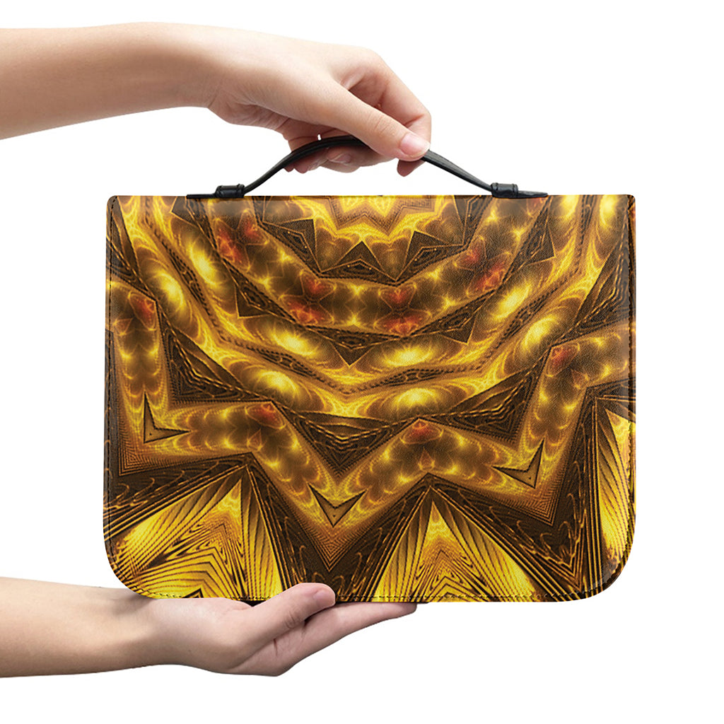 Golden Kaleidoscope Print Leather Bible Cover