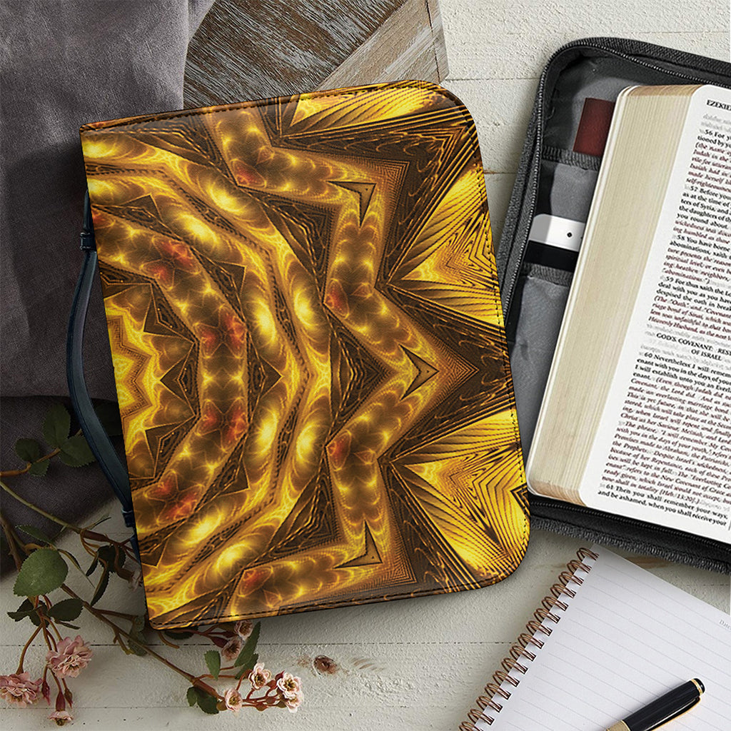 Golden Kaleidoscope Print Leather Bible Cover