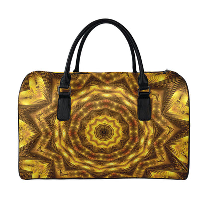Golden Kaleidoscope Print Leather Duffle Bag