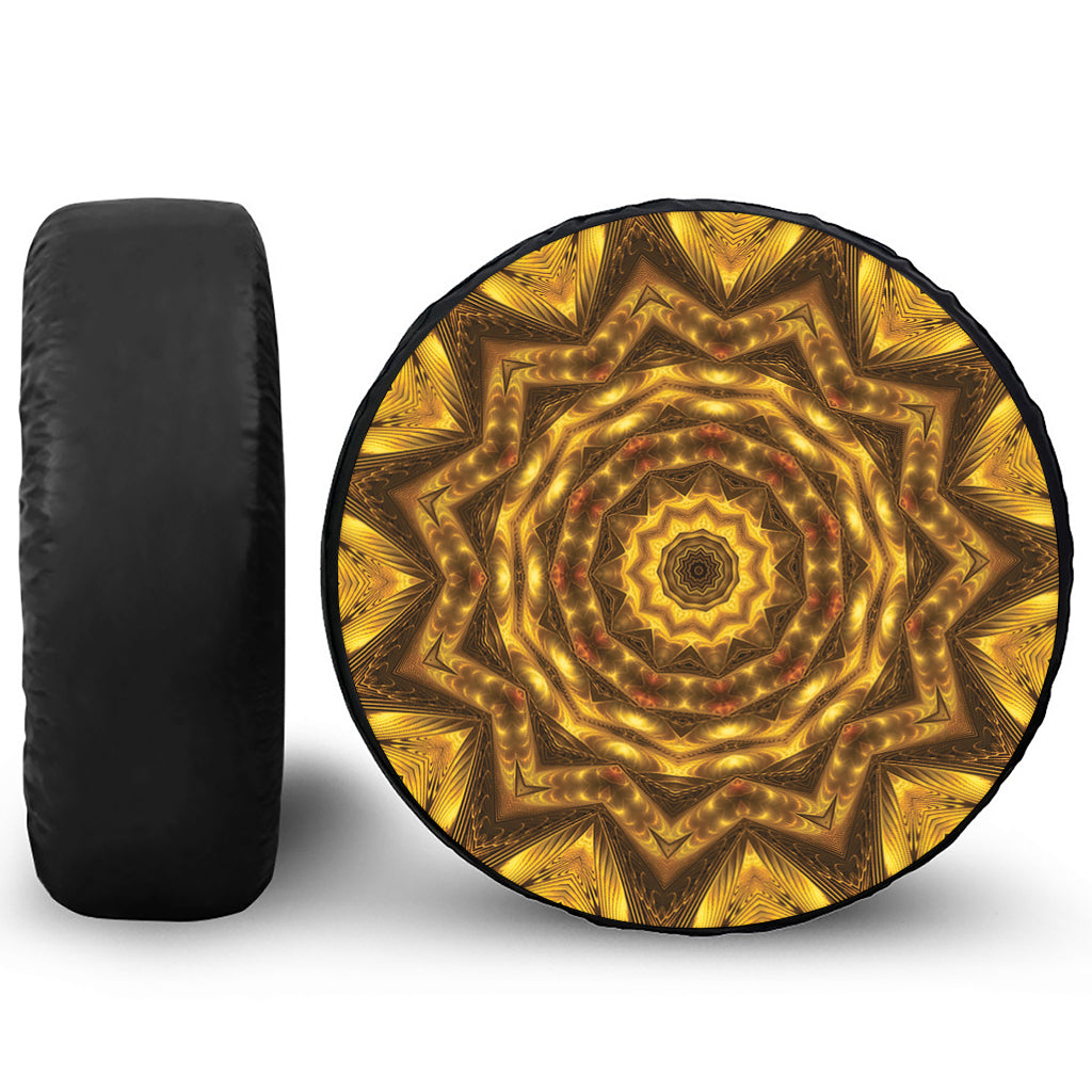 Golden Kaleidoscope Print Leather Spare Tire Cover