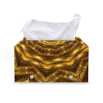 Golden Kaleidoscope Print Leather Tissue Box Cover