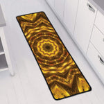 Golden Kaleidoscope Print Long Kitchen Mat