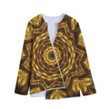 Golden Kaleidoscope Print Long Sleeve Short Coat
