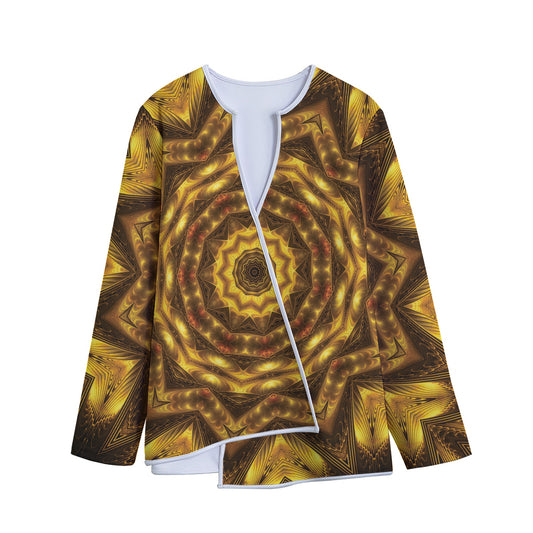 Golden Kaleidoscope Print Long Sleeve Short Coat