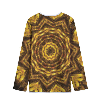 Golden Kaleidoscope Print Long Sleeve Short Coat