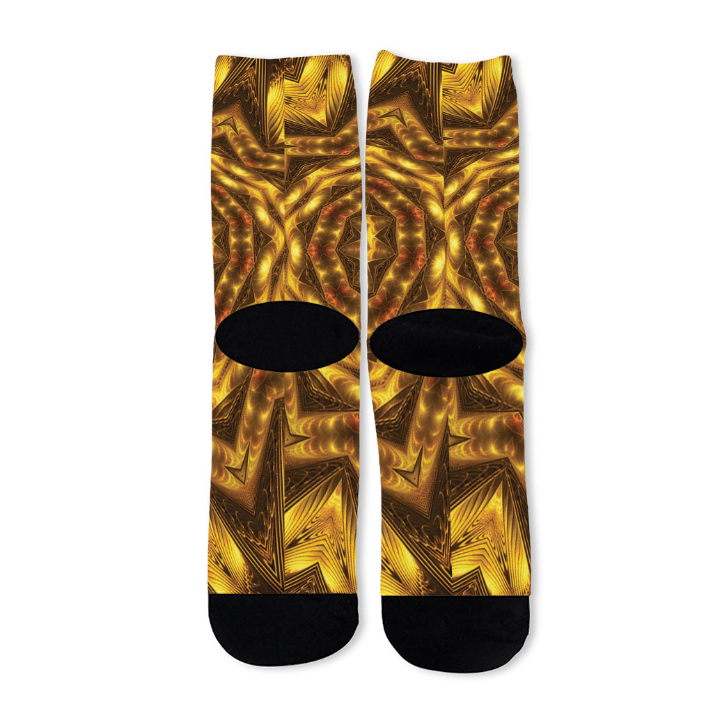 Golden Kaleidoscope Print Long Socks