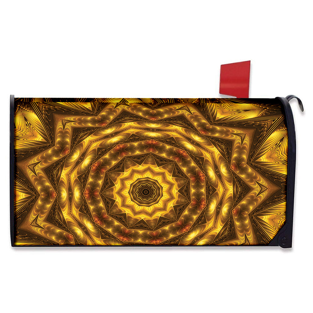 Golden Kaleidoscope Print Mailbox Cover