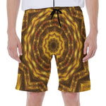 Golden Kaleidoscope Print Men's Beach Shorts