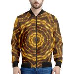 Golden Kaleidoscope Print Men's Bomber Jacket