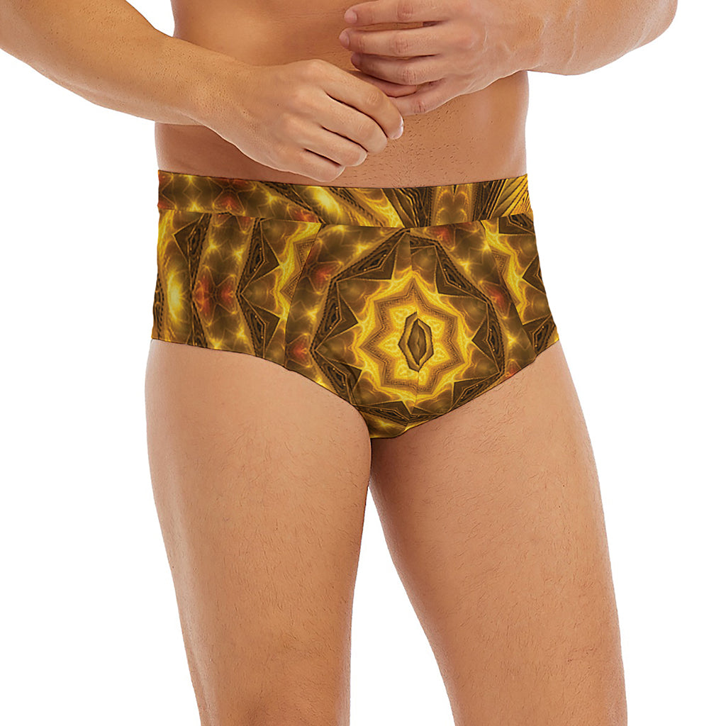 Golden Kaleidoscope Print Men's Briefs