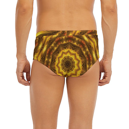 Golden Kaleidoscope Print Men's Briefs