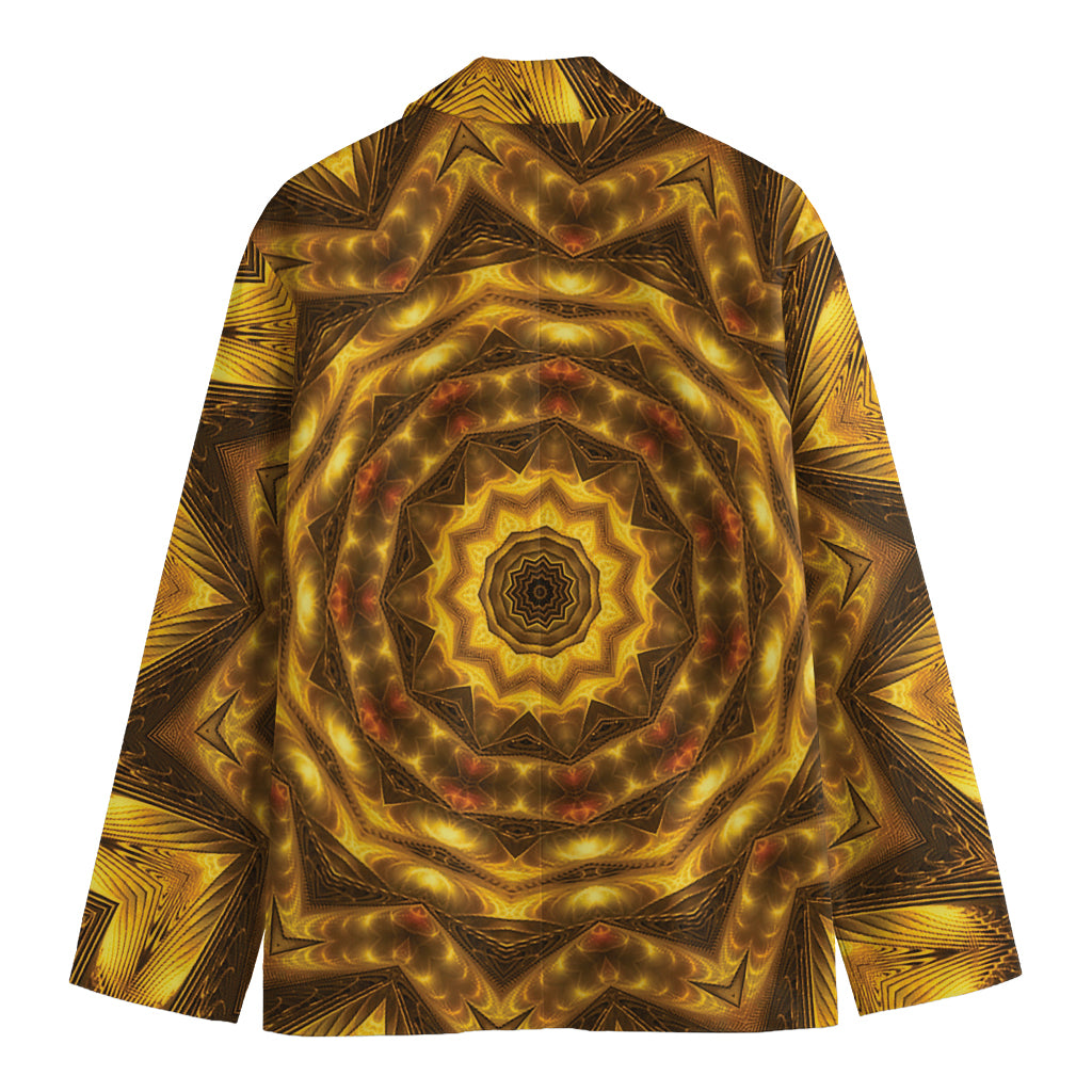 Golden Kaleidoscope Print Men's Cotton Blazer
