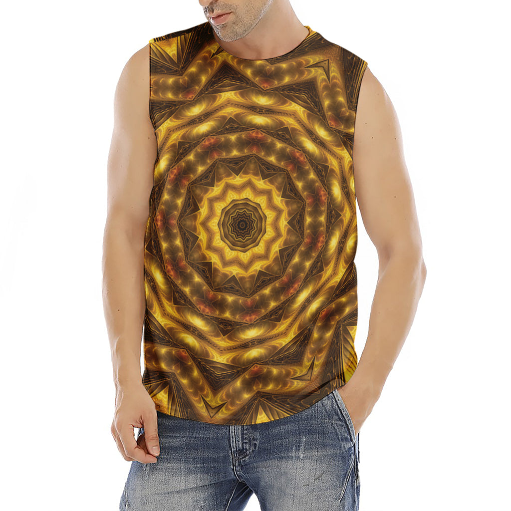 Golden Kaleidoscope Print Men's Fitness Tank Top