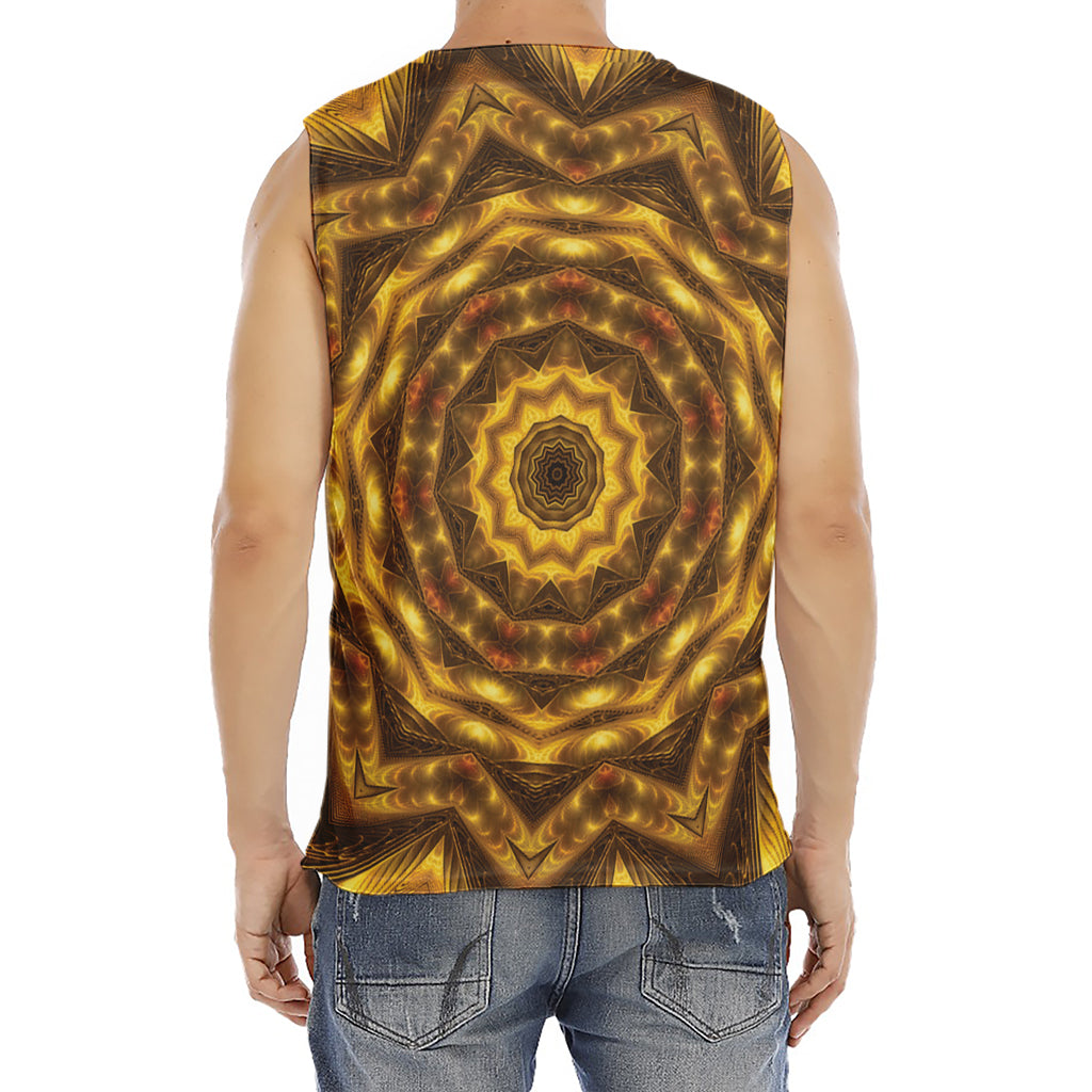 Golden Kaleidoscope Print Men's Fitness Tank Top