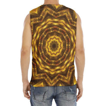 Golden Kaleidoscope Print Men's Fitness Tank Top