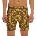 Golden Kaleidoscope Print Men's Long Boxer Briefs