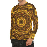 Golden Kaleidoscope Print Men's Long Sleeve Rash Guard