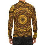Golden Kaleidoscope Print Men's Long Sleeve Rash Guard