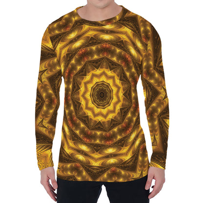 Golden Kaleidoscope Print Men's Long Sleeve T-Shirt