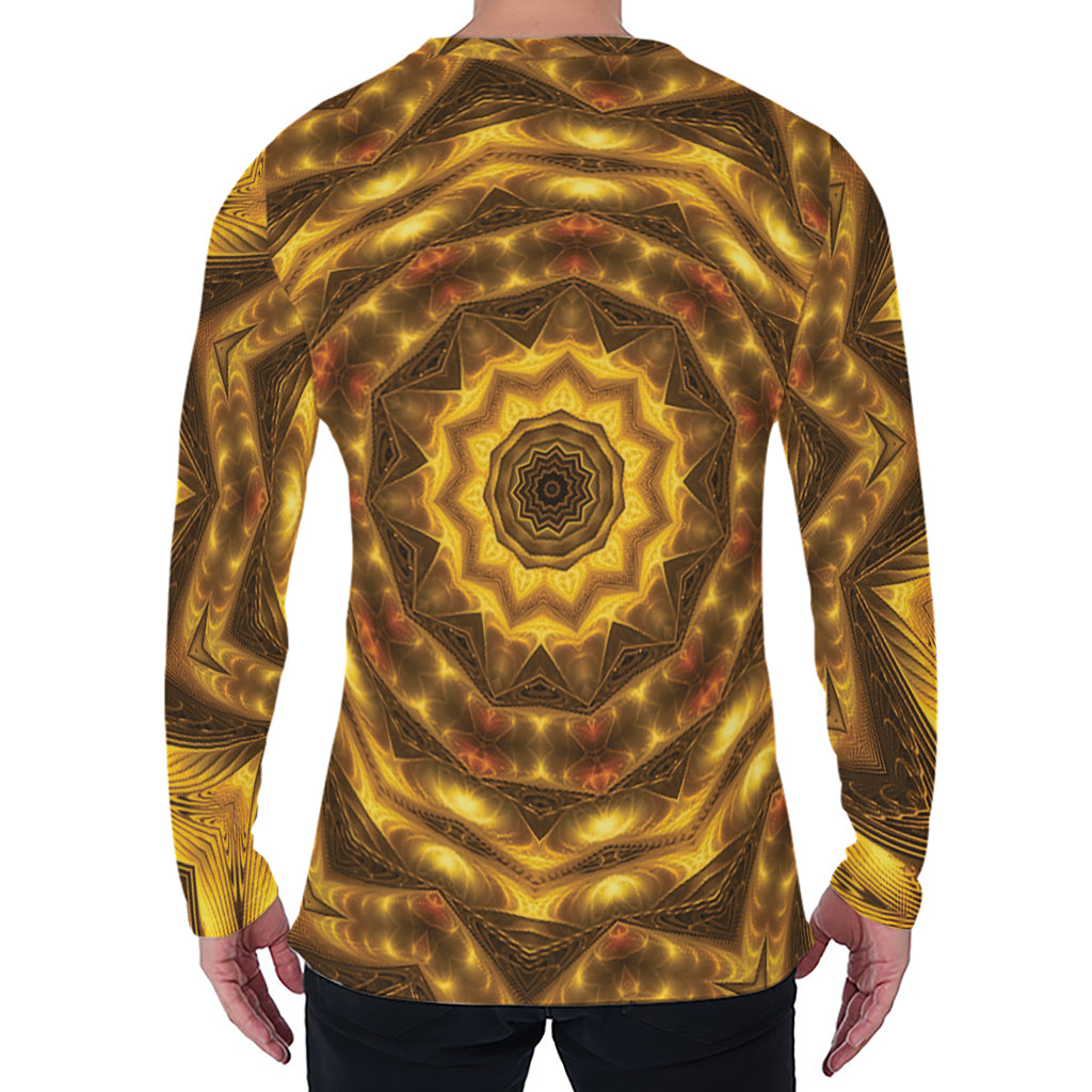 Golden Kaleidoscope Print Men's Long Sleeve T-Shirt
