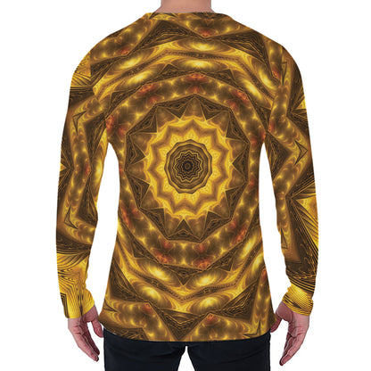 Golden Kaleidoscope Print Men's Long Sleeve T-Shirt