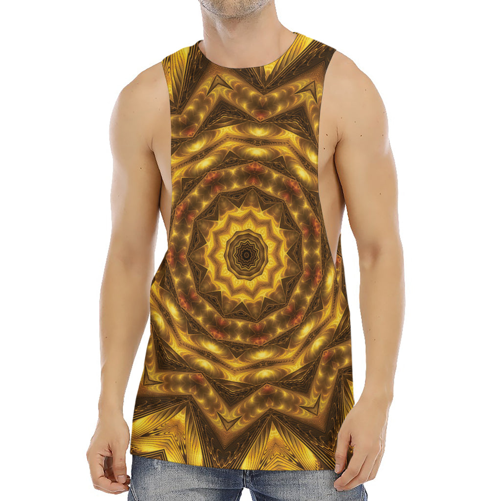 Golden Kaleidoscope Print Men's Muscle Tank Top