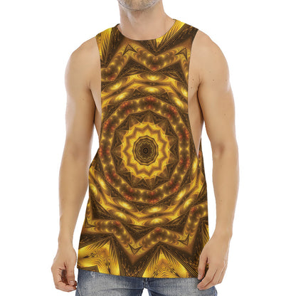 Golden Kaleidoscope Print Men's Muscle Tank Top