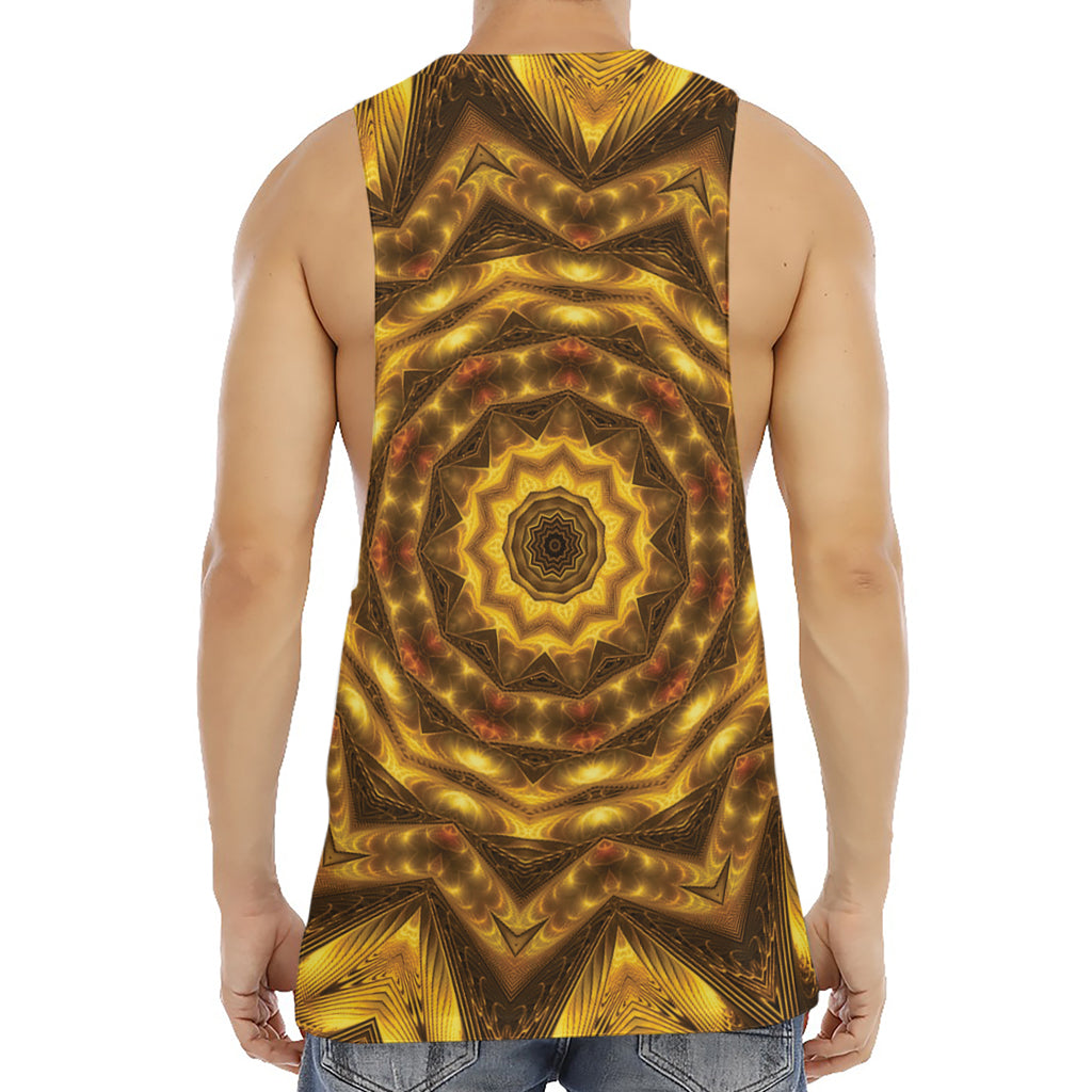 Golden Kaleidoscope Print Men's Muscle Tank Top