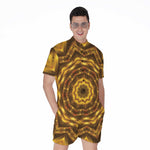 Golden Kaleidoscope Print Men's Rompers