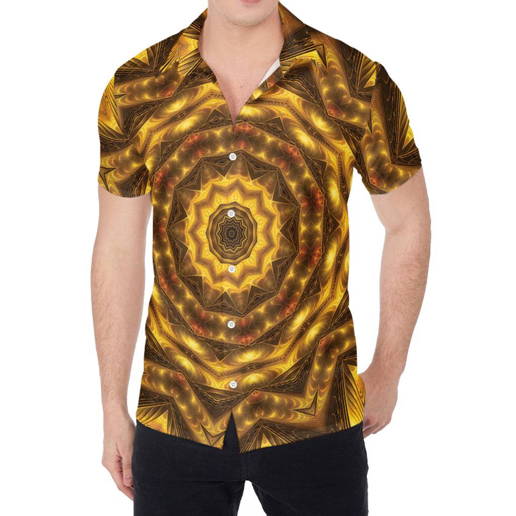 Golden Kaleidoscope Print Men's Shirt