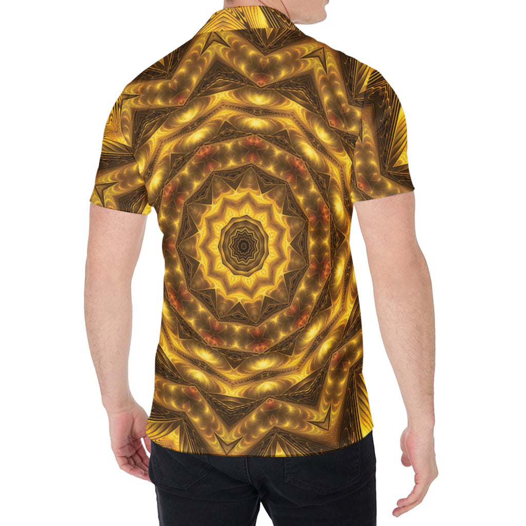Golden Kaleidoscope Print Men's Shirt