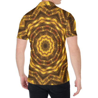 Golden Kaleidoscope Print Men's Shirt