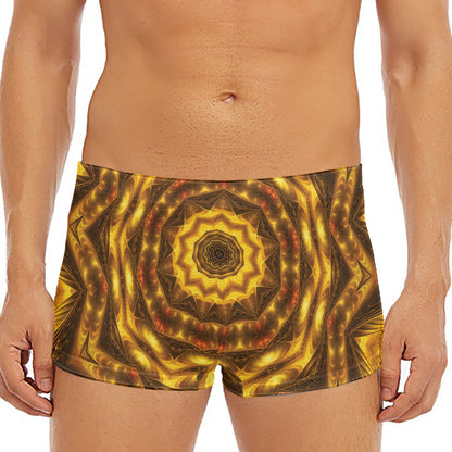 Golden Kaleidoscope Print Men's Short Boxer Briefs