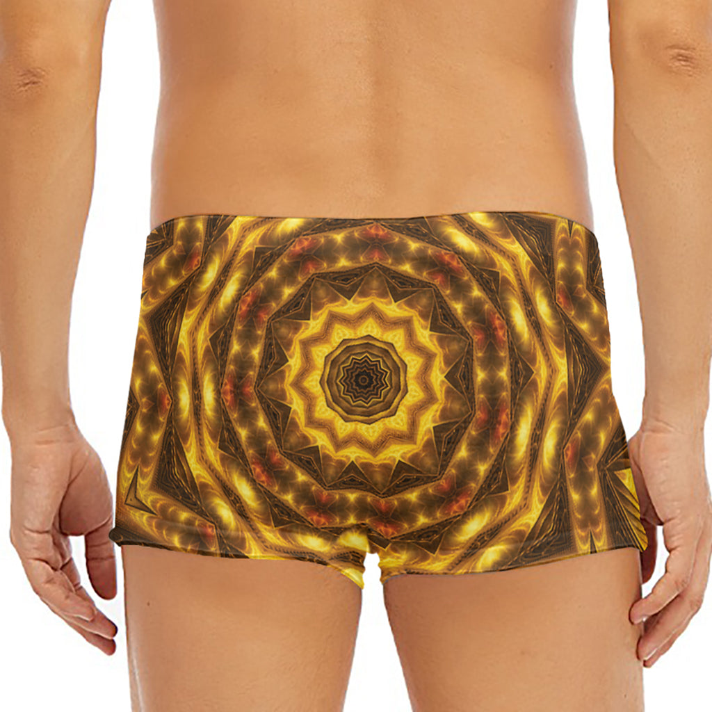 Golden Kaleidoscope Print Men's Short Boxer Briefs